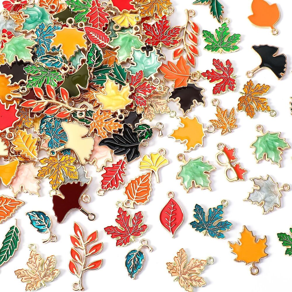 2424 Maple Leaf Charm 120Pcs Fall Leaf Charms for Jewelry Making